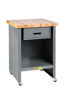 Little Giant Wtc-2424-3R-Dr Enclosed Table With Drawer And Butcher Block Top, 37"H X 24"D X 24"W