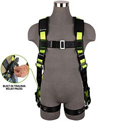 Safewaze 023-1240 Pro Full Body Harness: 1 D-Ring, Mb Chest, Tongue Buckle Legs, Built-In Trauma Relief Straps, Size 4X-Large