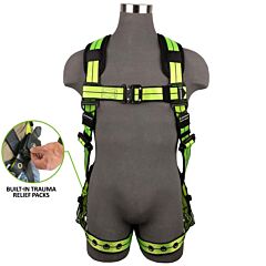 Safewaze 023-1252 Pro+ Full Body Harness: 1 D-Ring, Qc Chest, Tongue Buckle Legs, Built-In Trauma Relief Straps, Size 2X-Large