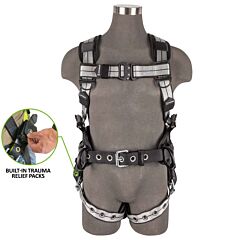 Safewaze 023-1258 Pro+ Slate Construction Harness, 3 Aluminum D-Rings, Tongue Buckle Legs, Built-In Trauma Relief Straps, Size Large