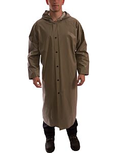 Tingley C12168 Magnaprene Green Coat, 60", Storm Fly Front, Attached Hood, Inner Cuffs