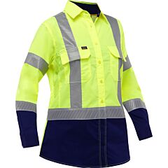 Pip 313W6491H-Yn/5X Ansi Type R Class 2 Women'S Long Sleeve Work Shirt With X-Airflow™ And Navy Bottom, Yellow, Size 5X-Large