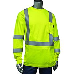 Pip 315-1355Fr/5Xl Ansi Type R Class 3 Ar / Fr Crew Neck Long Sleeve T-Shirt, Yellow, Size 5X-Large