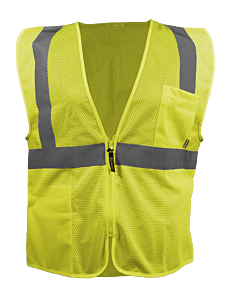 Occunomix Eco-Ryimz Sustainable Class 2 Safety Vest, Post-Consumer Recycled Mesh, Yellow, Size Medium
