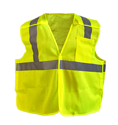 Occunomix Lux-Ry2Mb Sustainable Class 2 5-Point Break-Away Safety Vest, Post-Consumer Recycled Mesh, Yellow, Size Medium
