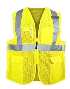 Occunomix Lux-Ssgcb Classic Mesh 5 Point Breakaway Class 2 Safety Vest, Yellow, Size Large