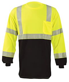 Occunomix Lux-Tlsp3Bk Segmented Tape Black Bottom Long Sleeve Class 3 Shirt, Yellow, Size 3X-Large