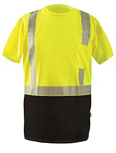 Occunomix Lux-Tssp2Bk Segmented Black Bottom Short Sleeve Class 2 T-Shirt, Yellow, Size 3X-Large