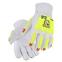 Black Stallion 9Gcri Top Grain Goatskin Elastic Wrist Driver Gloves Ansi Cut A5, Tpr Back