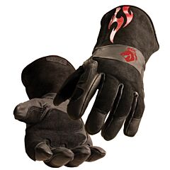Black Stallion Bs50 Bsx Black - Red Flames Stick/Mig Welding Gloves