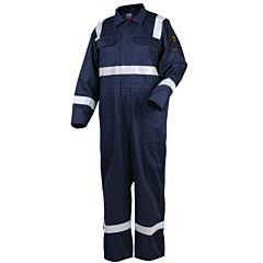 Black Stallion Cf2216-Nv 9 Oz Fr (Flame Resistant) Cotton Reflective Tape Coveralls (Navy)