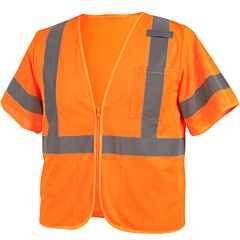Black Stallion Vs2030-Or Class 3 Polyester Hi-Vis Safety Vest (Orange)