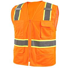 Black Stallion Vs2035-Or Class 2 Surveyor Style Polyester Hi-Vis Safety Vest (Orange)