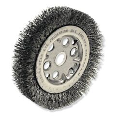 Weiler 01502 Maximum Density Crimped Wire Wheel Brush, 4-1/4 In Dia, 3/4 In W Face, Steel, 6000 Rpm