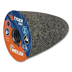 Weiler 68311 Tiger® Zirc Grinding Cone, 2 In Dia, 5/8 In-11 Arbor, 20 Grit, Zirconia Alumina