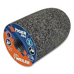 Weiler 68330 Tiger® Zirc Grinding Cone, 2 In Dia, 5/8 In-11 Arbor, 20 Grit, Zirconia Alumina