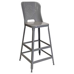 Lyon Dd231904 30" High 1901 Metal Bar Stool With Back, Color: Dove Gray
