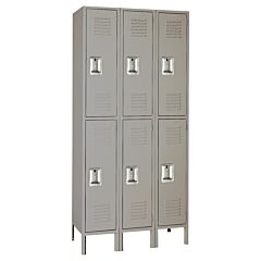 Lyon Dd52423Isu Double Tier 12" W X 12" D X 66" H Standard Metal Locker 3 Wide - Assembled, Color: Dove Gray