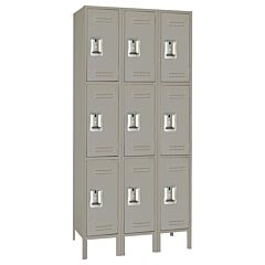 Lyon Dd52833Isu Triple Tier 12" W X 15" D X 78" H Standard Metal Locker 3 Wide - Assembled, Color: Dove Gray