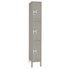 Lyon Dd5283Isu Triple Tier 12" W X 15" D X 78" H Standard Metal Locker 1 Wide - Assembled, Color: Dove Gray