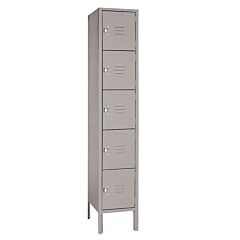 Lyon Dd5302 Five Tier 12" W X 12" D X 66" H Standard Metal Locker 1 Wide - Unassembled, Color: Dove Gray
