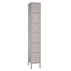Lyon Dd5342Su Six Tier 12" W X 15" D X 78" H Standard Metal Locker 1 Wide - Assembled, Color: Dove Gray