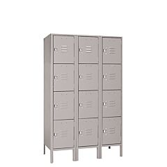 Lyon Dd53523 Four Tier 12" W X 12" D X 54" H Standard Metal Locker 3 Wide - Unassembled, Color: Dove Gray