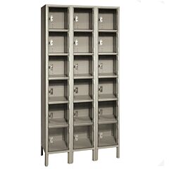 Lyon Dd53623Pcsu Six Tier 12" W X 18" D X 78" H Clearsight Clear Front Locker 3 Wide - Assembled, Color: Dove Gray