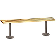 Lyon Dd5795 Hardwood Locker Room Bench With Steel Pedestals 60" W, Color: Dove Gray