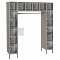 Lyon Dd5990Pcsu 16 Door Clearsight Locker Lockerack® System - Assembled, Color: Dove Gray