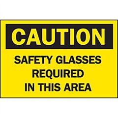 Brady 41159 "Caution: Safety Glasses Required In This Area" Aluminum Sign, 10" X 14"