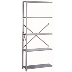 Lyon Dd8005X 8000 Series 36" W X 12" D X 84" H Open Steel Shelving With 5 Shelves Add-On - 18 Gauge - Extra Heavy-Duty, Color: Dove Gray