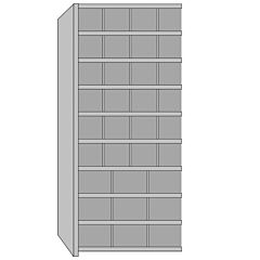 Lyon Dd8100R 8000 Series 36" W X 12" D X 84" H Metal Bin Shelving With 33 Compartments Add-On, Color: Dove Gray