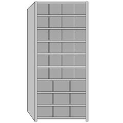 Lyon Dd8101Rs 8000 Series 36" W X 18" D X 84" H Metal Bin Shelving With 33 Compartments Starter, Color: Dove Gray