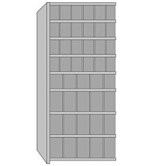 Lyon Dd8120R 8000 Series 36" W X 12" D X 84" H Metal Bin Shelving With 44 Compartments Add-On, Color: Dove Gray