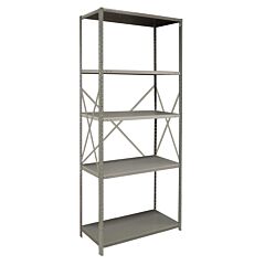 Lyon Ddjdp3003 2000 Series 36" W X 24" D X 85" H Open Steel Shelving Angle Post Starter With 5 Shelves, Color: Dove Gray