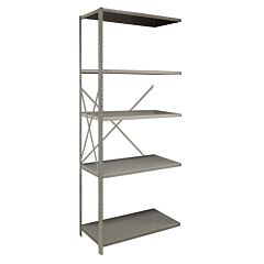 Lyon Ddjdp3004 2000 Series 36" W X 12" D X 85" H Open Steel Shelving Angle Post Add-On With 5 Shelves, Color: Dove Gray