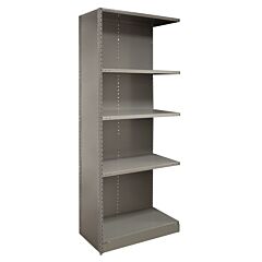 Lyon Ddjdp3052 2000 Series 36" W X 12" D X 85" H Closed Steel Shelving Angle Post Add-On With 5 Shelves, Color: Dove Gray