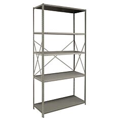 Lyon Ddjdp3102 2000 Series 48" W X 18" D X 85" H Open Steel Shelving Angle Post Starter With 5 Shelves, Color: Dove Gray