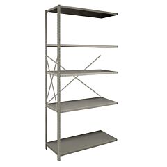 Lyon Ddjdp3105 2000 Series 48" W X 18" D X 85" H Open Steel Shelving Angle Post Add-On With 5 Shelves, Color: Dove Gray