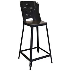Lyon Kk231804 24" High 1901 Metal Counter Stool With Back, Color: Vulcan Black