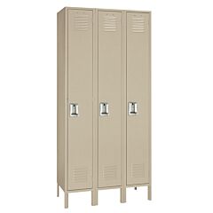 Lyon Pp50623Su Single Tier 15" W X 18" D X 78" H Standard Metal Locker 3 Wide - Assembled, Color: Putty