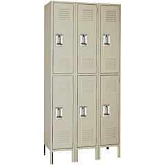 Lyon Pp52523Isu Double Tier 15" W X 15" D X 78" H Standard Metal Locker 3 Wide - Assembled, Color: Putty