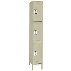 Lyon Pp5283I Triple Tier 12" W X 15" D X 78" H Standard Metal Locker 1 Wide - Unassembled, Color: Putty