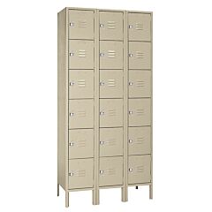 Lyon Pp53423 Six Tier 12" W X 15" D X 78" H Standard Metal Locker 3 Wide - Unassembled, Color: Putty