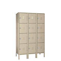 Lyon Pp53523 Four Tier 12" W X 12" D X 54" H Standard Metal Locker 3 Wide - Unassembled, Color: Putty