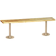 Lyon Pp5797 Hardwood Locker Room Bench With Steel Pedestals 84" W, Color: Putty
