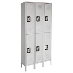 Lyon Ug52223H Double Tier 12" W X 18" D X 78" H Antimicrobial Healthcare Locker 3 Wide - Unassembled, Color: Monorail Gray