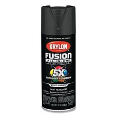 Krylon K02754007 Fusion All-In-One™ Paints + Primers, 12 Oz, Aerosol Can, Matte Black