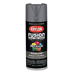 Krylon K02769007 Fusion All-In-One™ Paints + Primers, 12 Oz, Aerosol Can, Metallic Dark Metal
